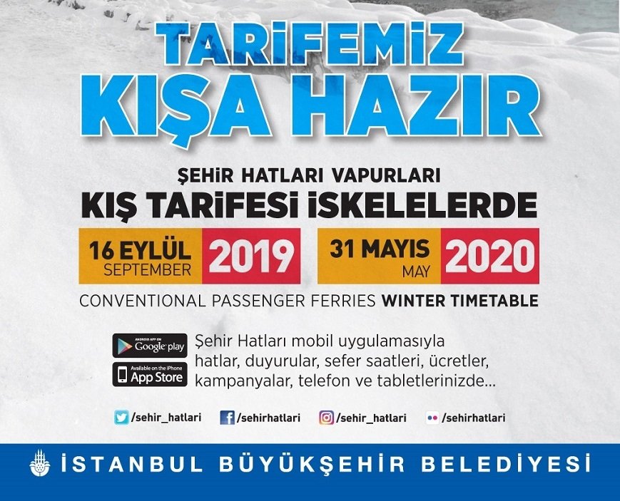 Şehir hatları kış tarifesine geçti