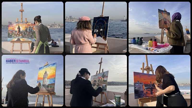 Öğretmenler, Kız Kulesi’nden İstanbul’u tuvallerine yansıttı